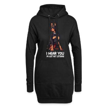 Doberman - Sweat-shirt à capuche long Femme - noir - Devant