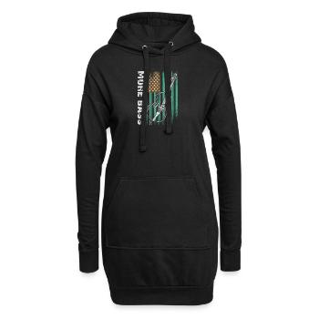 Plus de contrebasse basse avec drapeau américain - Sweat-shirt à capuche long Femme - noir - Devant
