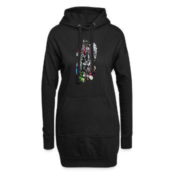 Retro Musik Graffiti Spritzer Vintage-Farbe bunt - Hoodie-Kleid - Schwarz - Vorne