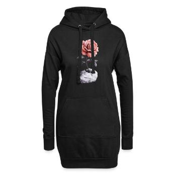 Rose rouge rose brise la pierre - Sweat-shirt à capuche long Femme - noir - Devant