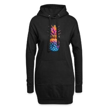 Ananas - Hoodie-Kleid - Schwarz - Vorne