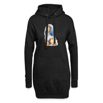 Lévrier afghan aquarelle - Sweat-shirt à capuche long Femme - noir - Devant
