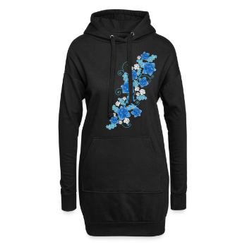 Blauer Garten - Hoodie-Kleid - Schwarz - Vorne