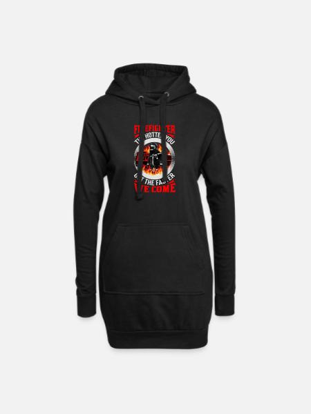 Firefighter hero in a circle of flames - Hoodie Dress - black