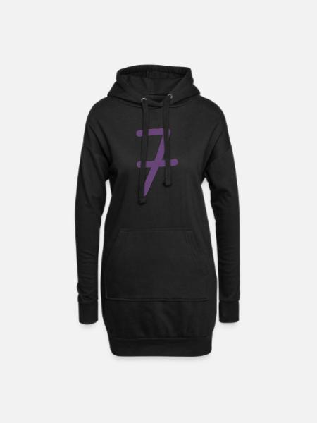 7 Nummer sieben Zahl violett Geburtstag - Hoodie-Kleid - Schwarz