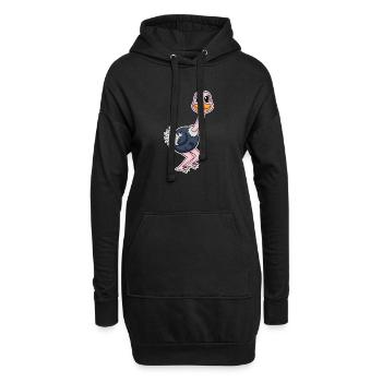 Strauß Motiv Zootiere - Hoodie-Kleid - Schwarz - Vorne