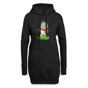 Écharpe d’hiver Tortue - Sweat-shirt à capuche long Femme - noir - Devant