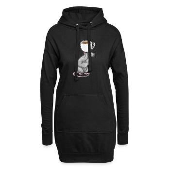 Maus Kaffee Tasse - Hoodie-Kleid - Schwarz - Vorne