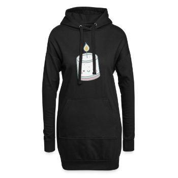 Bougie Kawaii Lumineuse - Sweat-shirt à capuche long Femme - noir - Devant