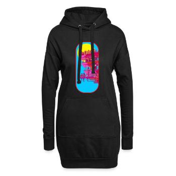 Strandturm Pop-Art Szene - Hoodie-Kleid - Schwarz - Vorne
