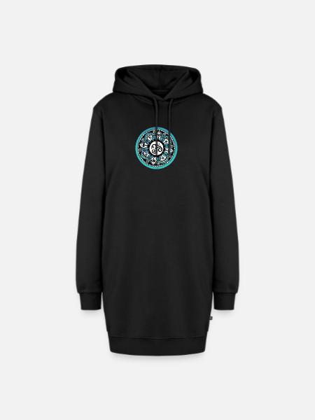 11 Mandala Om türkis frei - Hoodie-Kleid - Schwarz