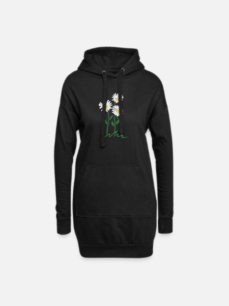 Gänseblümchen - Hoodie-Kleid - Schwarz