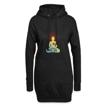 New Age Buddha Lotus Herz Esotherik Blüte Blume - Hoodie-Kleid - Schwarz - Vorne