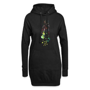 Musique, clef, étoiles, or, guitare, coloré - Sweat-shirt à capuche long Femme - noir - Devant