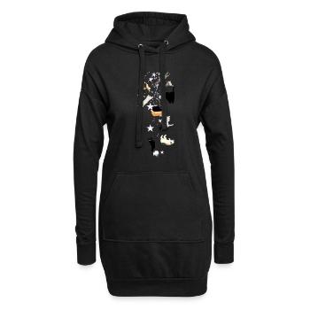 Chats,Chat,Étoiles,illustration - Sweat-shirt à capuche long Femme - noir - Devant