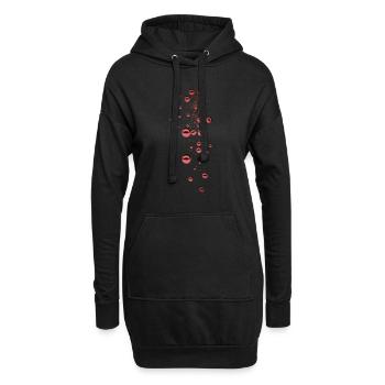 Rot,perlen,perle, regen,sterne,nieten - Hoodie-Kleid - Schwarz - Vorne