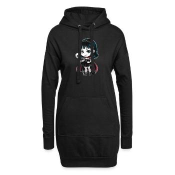 Chibi Gothic-Mädchen - Hoodie-Kleid - Schwarz - Vorne
