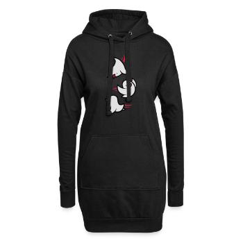 Vögel - Hoodie-Kleid - Schwarz - Vorne