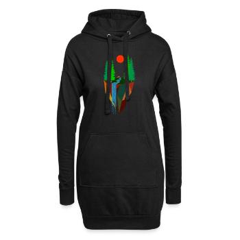 Art inspiré de la nature Peinture Paysage - Sweat-shirt à capuche long Femme - noir - Devant