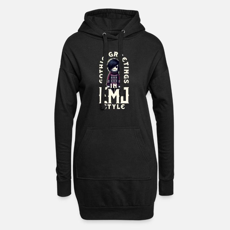Salutations gothiques dans l’esthétique emocore de style emo - Sweat-shirt à capuche long Femme - noir
