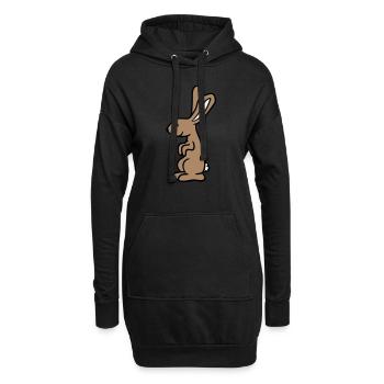 Hase Kaninchen Häschen Cartoon Kleintier niedlich - Hoodie-Kleid - Schwarz - Vorne
