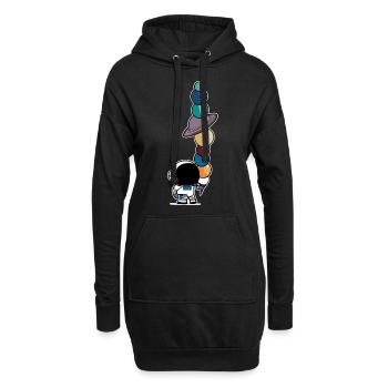 Astronaut mit Sonnensystem Planeten Eis Astronomie - Hoodie-Kleid - Schwarz - Vorne