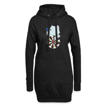 Katze Dart Dartpfeil Dartscheibe - Hoodie-Kleid - Schwarz - Vorne
