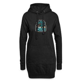 Palmenstrand Patch Sonnenuntergang - Hoodie-Kleid - Schwarz - Vorne