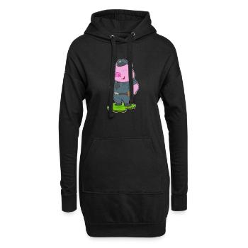 Schwein Polizist Polizei - Hoodie-Kleid - Schwarz - Vorne