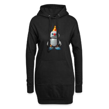 Kleiner Roboter mit Partyhut - Hoodie-Kleid - Schwarz - Vorne