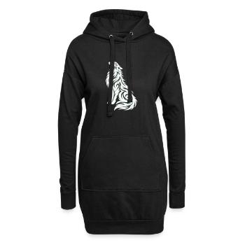 Loup Tribal - Sweat-shirt à capuche long Femme - noir - Devant