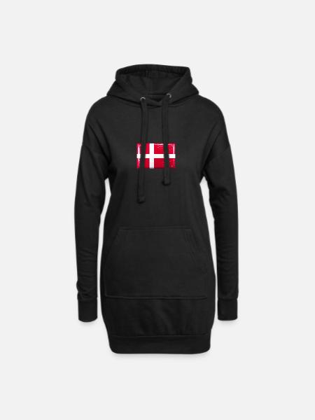 Dänemark Flagge Fahne Dannebrog Blechschild-Optik - Hoodie-Kleid - Schwarz
