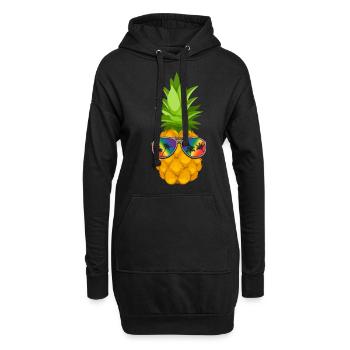 Blume Ananas mit Sonnenbrille Hawaii - Hoodie-Kleid - Schwarz - Vorne