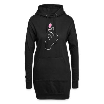 Kpop Korea K-Pop coeur - Sweat-shirt à capuche long Femme - noir - Devant