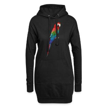 Grünflügelaras - Hoodie-Kleid - Schwarz - Vorne