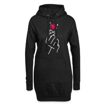 K-Pop Saranghae Love Hand Heart - Sweat-shirt à capuche long Femme - noir - Devant