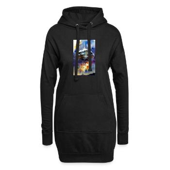 Alien | UFO | Raumschiff | UAP | Wasserfarben - Hoodie-Kleid - Schwarz - Vorne