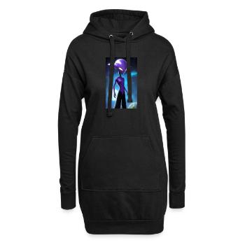 Alien | UFO | Raumschiff | UAP | außerirdische - Hoodie-Kleid - Schwarz - Vorne