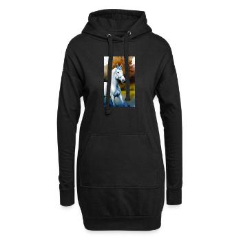 Pferd | reiten | Tier | Reittier | Bunt - Hoodie-Kleid - Schwarz - Vorne