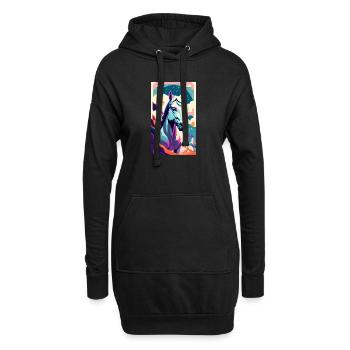 Cheval | Équitation | Animal | Monture | Coloré - Sweat-shirt à capuche long Femme - noir - Devant