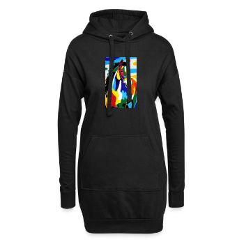 Cheval | Équitation | Animal | Monture | Coloré - Sweat-shirt à capuche long Femme - noir - Devant