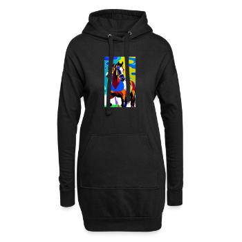 Pferd | reiten | Tier | Reittier | Impressionismus - Hoodie-Kleid - Schwarz - Vorne