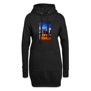 Pferd | reiten | Tier | Reittier | Bunt - Hoodie-Kleid - Schwarz - Vorne
