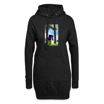Pferd | reiten | Tier | Reittier | Bunt - Hoodie-Kleid - Schwarz - Vorne