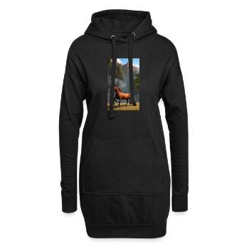 Cheval | Équitation | Animal | Monture | Coloré - Sweat-shirt à capuche long Femme - noir - Devant