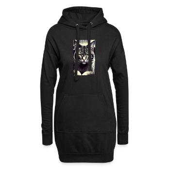 Katze | Haustier | Katzenfan | niedlich | Kätzchen - Hoodie-Kleid - Schwarz - Vorne