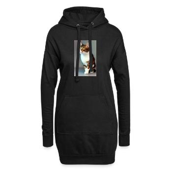 Katze | Haustier | Katzenfan | niedlich | Kätzchen - Hoodie-Kleid - Schwarz - Vorne