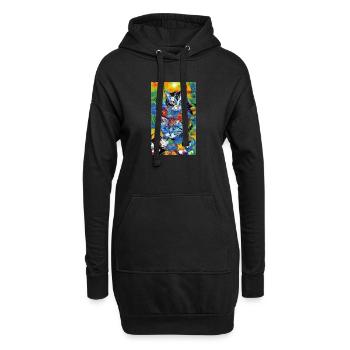 Katze | Haustier | Katzenfan | niedlich | Kätzchen - Hoodie-Kleid - Schwarz - Vorne