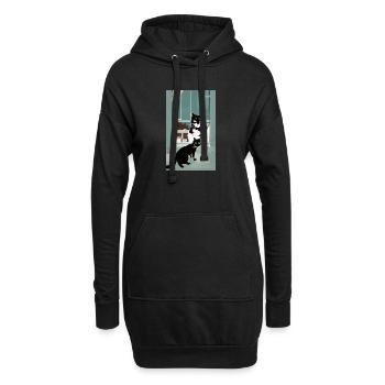 Katze | Haustier | Katzenfan | niedlich | Kätzchen - Hoodie-Kleid - Schwarz - Vorne