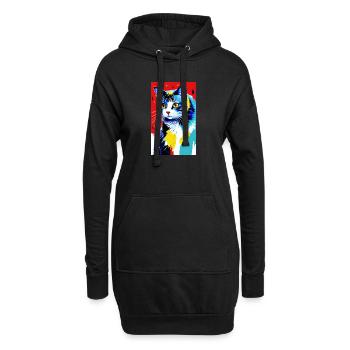 Katze | Haustier | Katzenfan | niedlich | Kätzchen - Hoodie-Kleid - Schwarz - Vorne